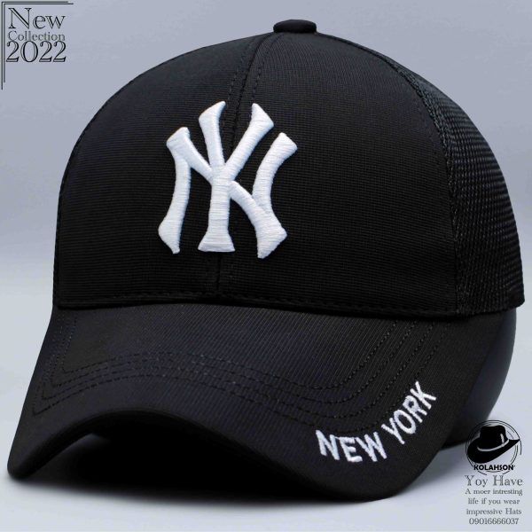 بزرگسال اسپرت بیسبالی پشت توری طرح NY با طرح نوشته ی کوچک نقاب NewYork رنگ های سفید ، صورتی ، مشکی کد KBEBTNYBTNKNNYRSSM006 scaled