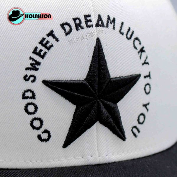 بچگانه اسپرت بیسبالی طرح Good Sweet Dream Lucky to You STAR تک رنگ سفید با نقاب مشکی ماسب سایز 52 تا 55 کد KBEBTGSDLTYSTRSBNMMS52T55005