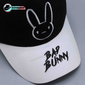 بزرگسال اسپرت بیسبالی طرح Bad Bunny تک رنگ مشکی با نقاب سفید کد KBEBTBBTRMBNS005