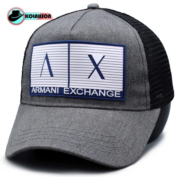 بزرگسال اسپرت بیسبالی پشت توری طرح Armani Exchenge AIX D2 با رنگ های طوسی ، خاکستری ، مشکی و سرمه ای کد KBEBPTAEAIXBRHTKHMVS001