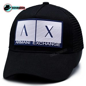 کلاه بیسبالی پشت توری طرح Armani Exchenge AIX D2 رنگ مشکی