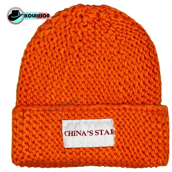 بزرگسال زمستانی بافت درشت طرح Chinas Star با رنگ های نارنجی کرم طوسی آبی سفید و مشکی و سبز کد KBZBDTCHSBRHNKTASVMVS002