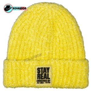 کلاه بافت طرح stay real زرد