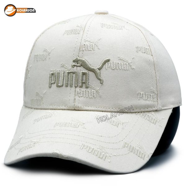 بزرگسال اسپرت بیسبالی طرح Puma با پارچه طرح دار با رنگ های صورتی سفید و کرم کد KBEBTPBPTDBRHSSVK003