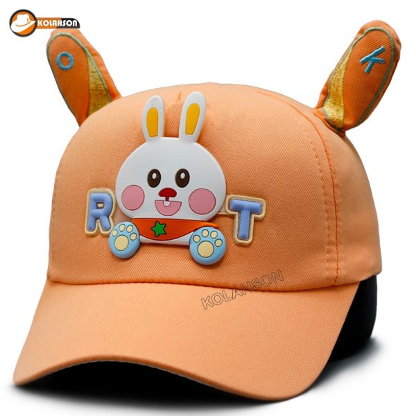 بچگانه اسپرت بیسبالی گوش دار طرح Rabbit مدل گوش خرگوشی با رنگ های آبی کرم ضورتی زرد و نارنجی کد KBEBGDTRMGKHBRHAKSZVN002
