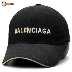 بزرگسال اسپرت بیسبالی طرح Balenciaga مدل نقاب مغزی دوزی تک رنگ مشکی دوخت طلایی کد KBEBTBMNMDTRMDT001